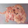 Petit Chat et chien  40*20cm