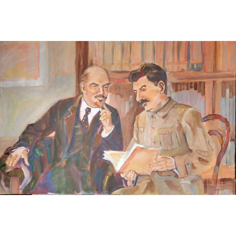 Lénine et le secrétaire Staline  90*60cm