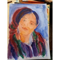 Aquarelle Portrait d'une Marocaine 30*42cm