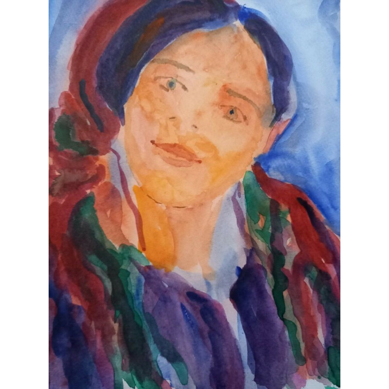 Aquarelle Portrait d'une Marocaine 30*42cm