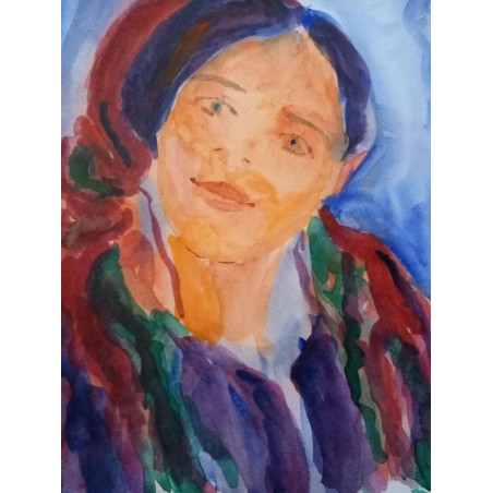 Aquarelle Portrait d'une Marocaine 30*42cm